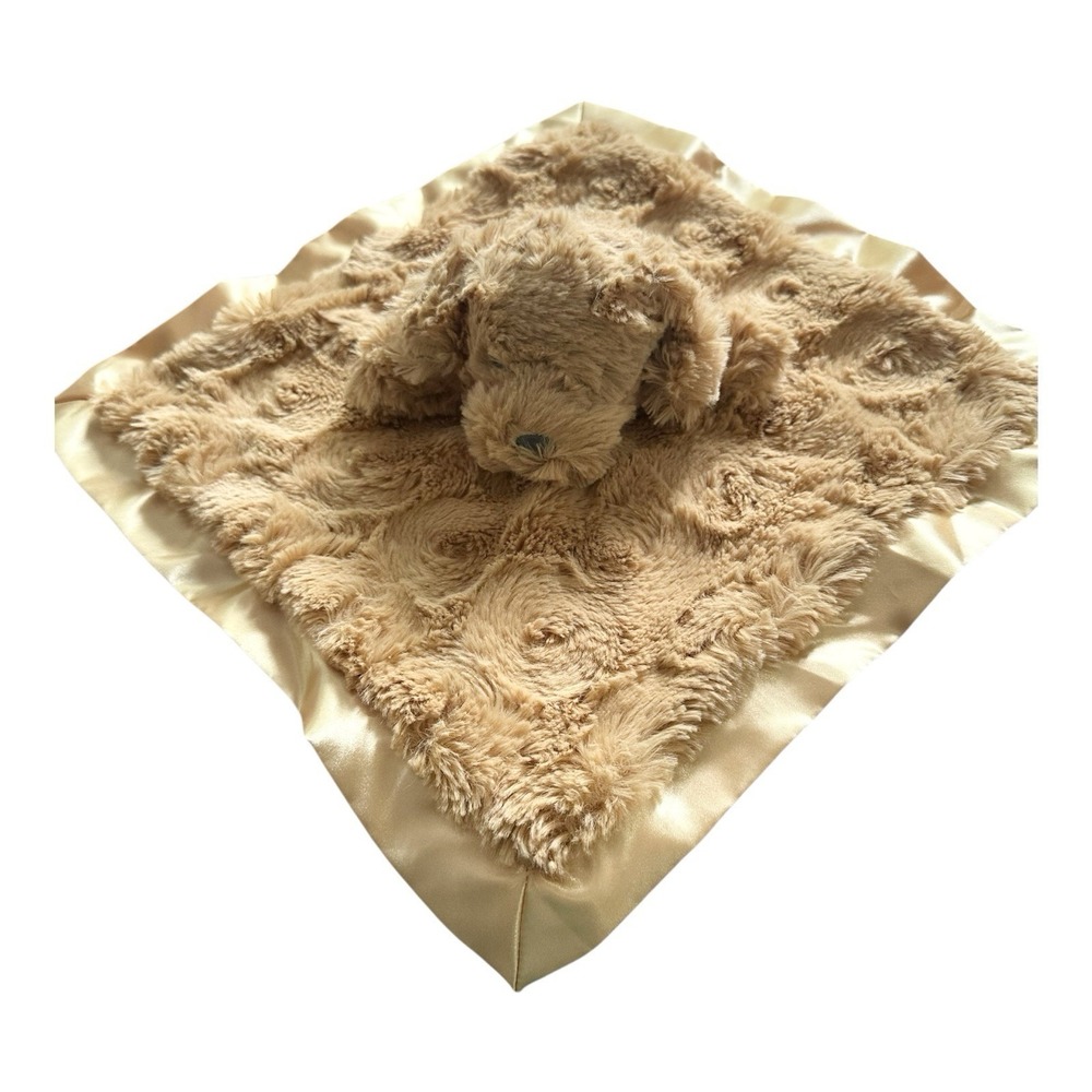 Cloud Island Golden Tan Puppy Dog Swirls Baby Security Blanket Plush Lovey Satin